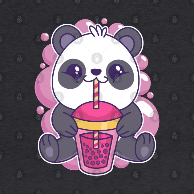 Baby Panda Drinking Bubble Tea Cute Kawaii Bear by Cuteness Klub